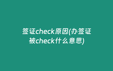 签证check原因(办签证被check什么意思)