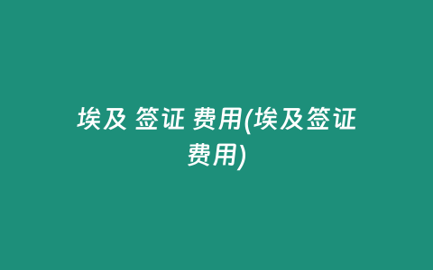 埃及 签证 费用(埃及签证费用)
