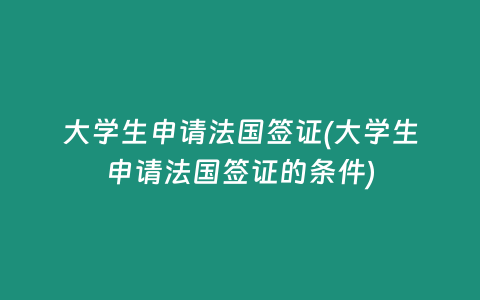 大学生申请法国签证(大学生申请法国签证的条件)