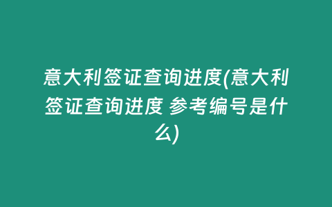 意大利签证查询进度(意大利签证查询进度 参考编号是什么)