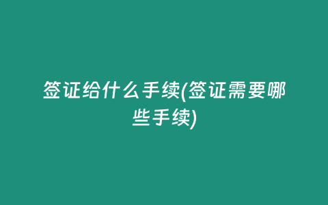 签证给什么手续(签证需要哪些手续)