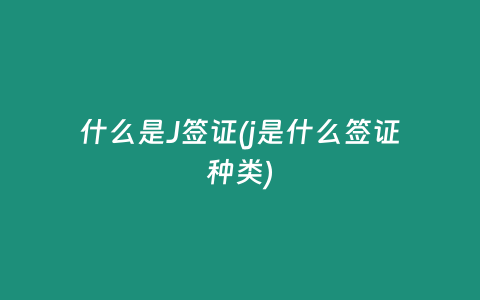 什么是J签证(j是什么签证种类)