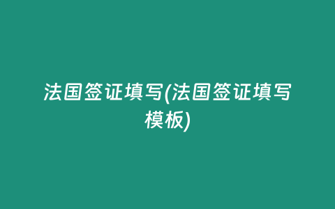 法国签证填写(法国签证填写模板)
