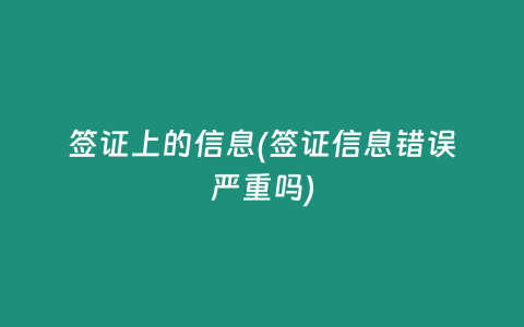 签证上的信息(签证信息错误严重吗)