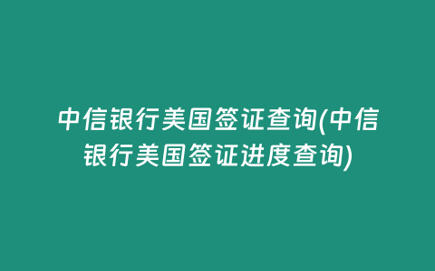 中信银行美国签证查询(中信银行美国签证进度查询)