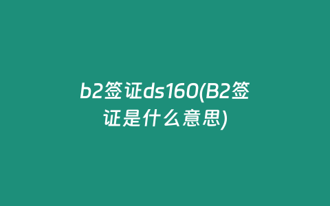 b2签证ds160(B2签证是什么意思)