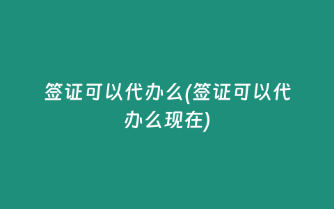 签证可以代办么(签证可以代办么现在)
