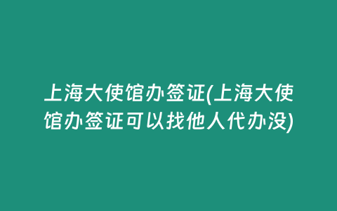 上海大使馆办签证(上海大使馆办签证可以找他人代办没)
