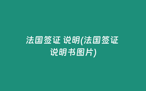 法国签证 说明(法国签证 说明书图片)