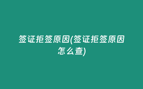签证拒签原因(签证拒签原因怎么查)