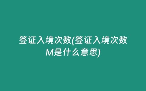 签证入境次数(签证入境次数M是什么意思)