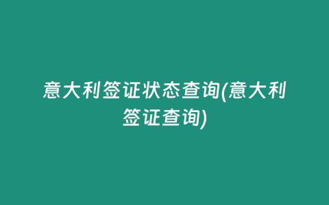 意大利签证状态查询(意大利签证查询)