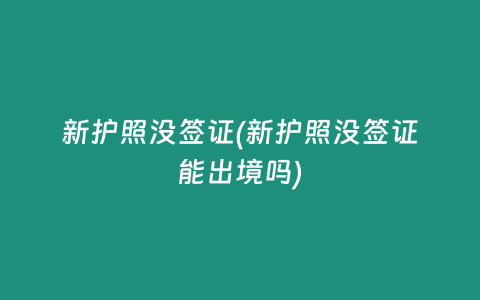 新护照没签证(新护照没签证能出境吗)