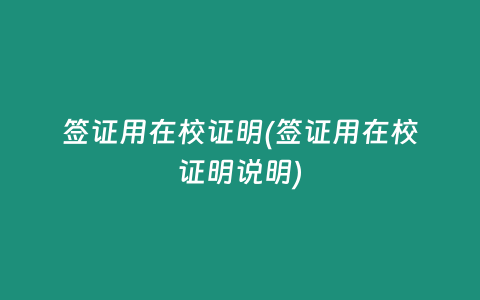 签证用在校证明(签证用在校证明说明)