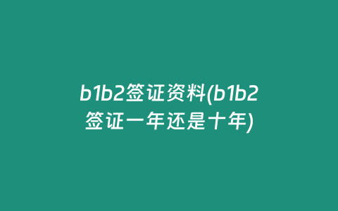 b1b2签证资料(b1b2签证一年还是十年)