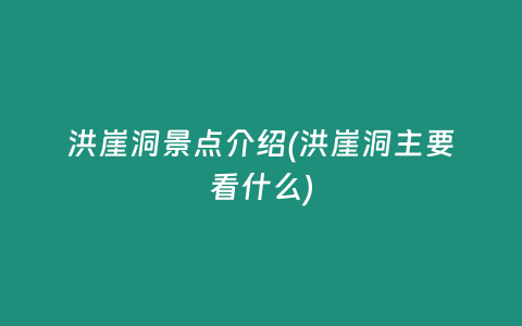 洪崖洞景点介绍(洪崖洞主要看什么)