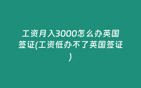 工资月入3000怎么办英国签证(工资低办不了英国签证)