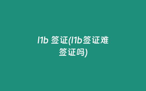 l1b 签证(l1b签证难签证吗)