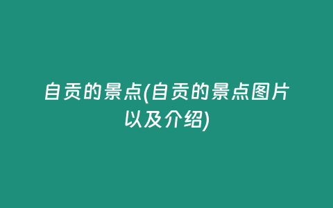 自贡的景点(自贡的景点图片以及介绍)