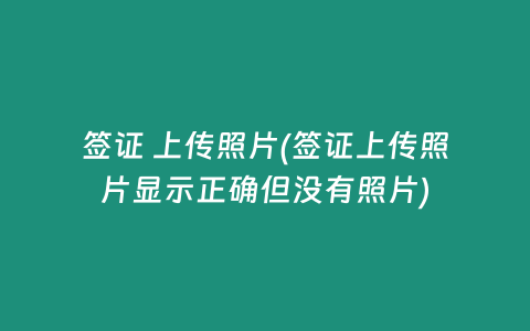 签证 上传照片(签证上传照片显示正确但没有照片)