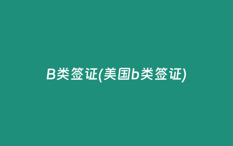 B类签证(美国b类签证)