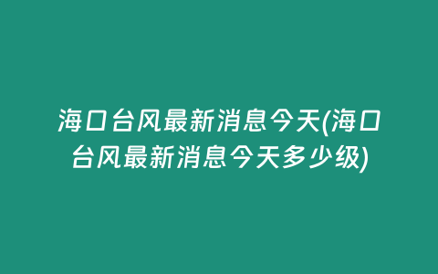 海口台风最新消息今天(海口台风最新消息今天多少级)