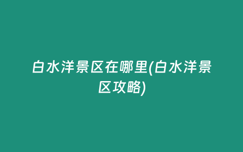 白水洋景区在哪里(白水洋景区攻略)