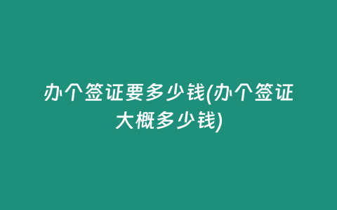 办个签证要多少钱(办个签证大概多少钱)
