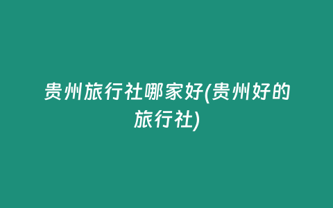 贵州旅行社哪家好(贵州好的旅行社)