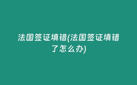 法国签证填错(法国签证填错了怎么办)