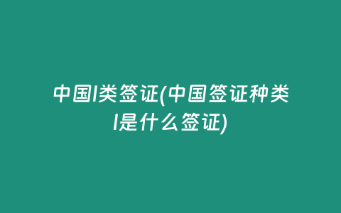 中国l类签证(中国签证种类l是什么签证)