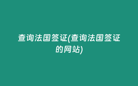 查询法国签证(查询法国签证的网站)