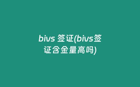 bivs 签证(bivs签证含金量高吗)