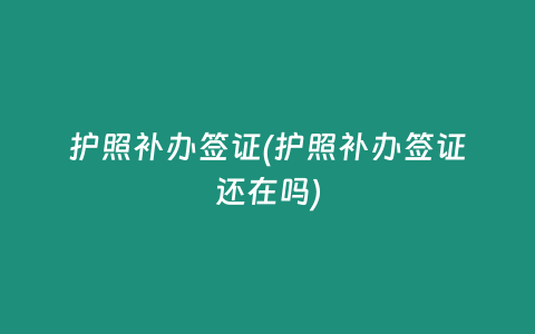 护照补办签证(护照补办签证还在吗)