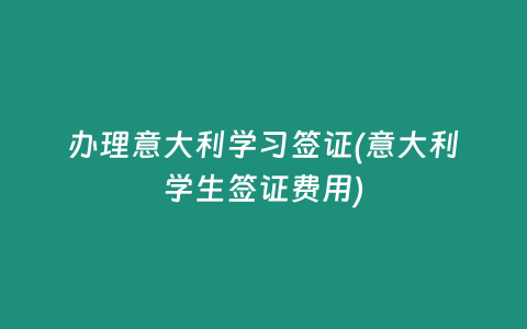 办理意大利学习签证(意大利学生签证费用)