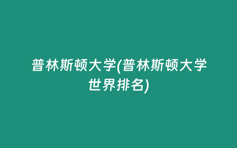 普林斯顿大学(普林斯顿大学世界排名)