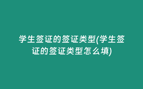 学生签证的签证类型(学生签证的签证类型怎么填)