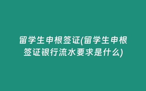 留学生申根签证(留学生申根签证银行流水要求是什么)