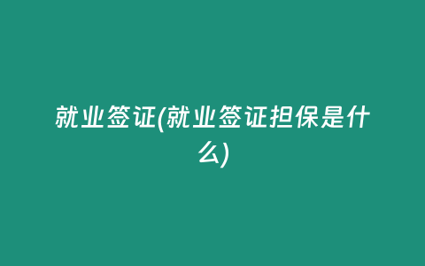 就业签证(就业签证担保是什么)