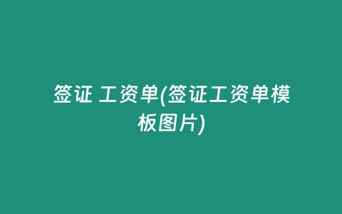 签证 工资单(签证工资单模板图片)