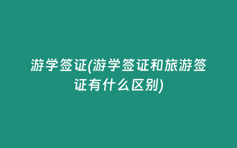 游学签证(游学签证和旅游签证有什么区别)