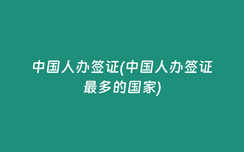 中国人办签证(中国人办签证最多的国家)