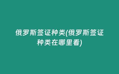 俄罗斯签证种类(俄罗斯签证种类在哪里看)