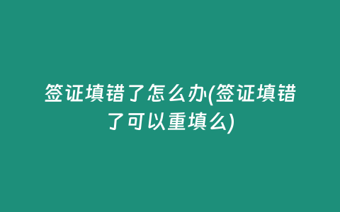 签证填错了怎么办(签证填错了可以重填么)