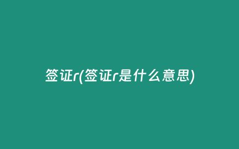 签证r(签证r是什么意思)