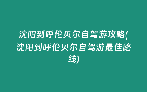 沈阳到呼伦贝尔自驾游攻略(沈阳到呼伦贝尔自驾游最佳路线)