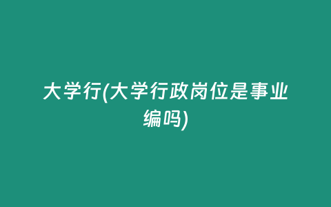 大学行(大学行政岗位是事业编吗)