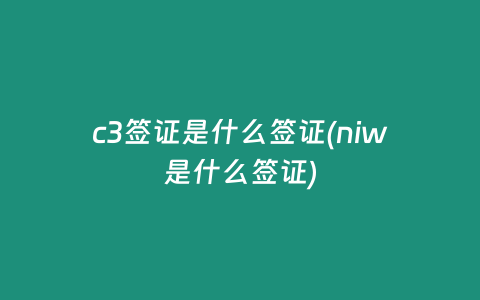 c3签证是什么签证(niw是什么签证)