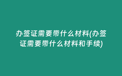 办签证需要带什么材料(办签证需要带什么材料和手续)