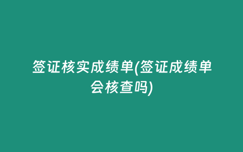 签证核实成绩单(签证成绩单会核查吗)